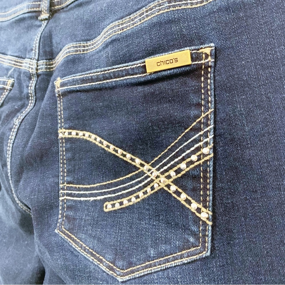 Chico's So Slimming Dark Blue Boot Cut Jeans - Picture 3 of 8